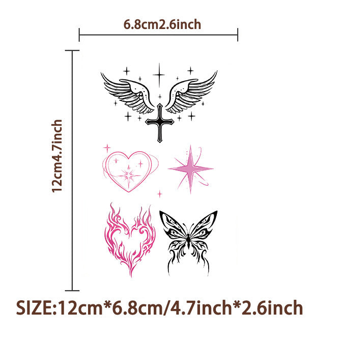 Wholesale Cartoon 10pcs/pack Y2K pink black love tattoo stickers waterproof holiday party children disposable tattoo stickers